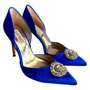 BADGLEY MISCHKA Cher Pointed Toe Evening Sapphire Blue Pump Sz 7